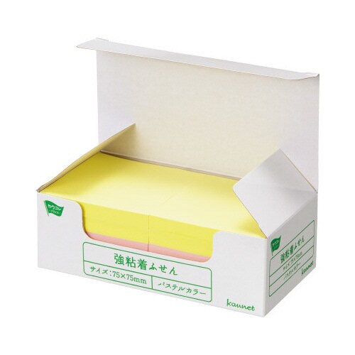 強粘着ふせん 75×75 パステル4色 10冊