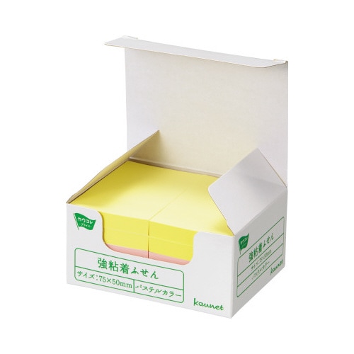 強粘着ふせん 75×50 パステル4色 10冊