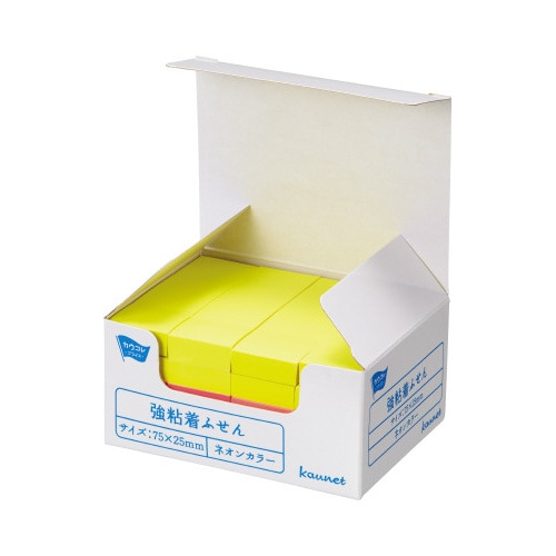 強粘着ふせん 75×25 ネオン4色 20冊