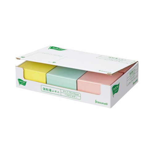 強粘着ふせん 75×75 パステル4色 30冊×3