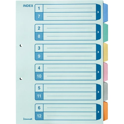 カラー仕切カード 見出し補強 A4縦 6山100組