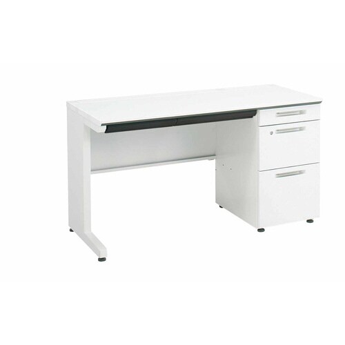 iSデスク片袖B41300×600ホワイト幕板下