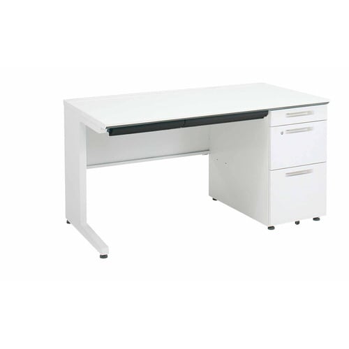 iSデスク片袖B41300×700ホワイト幕板下