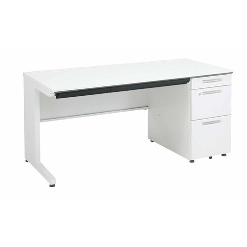 iSデスク片袖B41500×700ホワイト幕板下