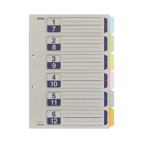 カラー仕切カード A4縦 2穴 6山 10組