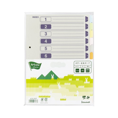 カラー仕切カード A4縦 2穴 12山 5組×10