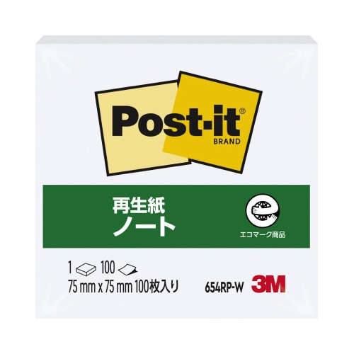 ポストイット 再生紙ノート75×75 白1冊