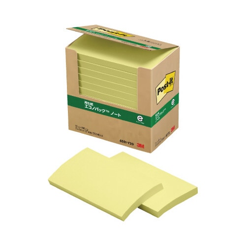 ポストイット 再生紙ノート 75×127 黄12冊