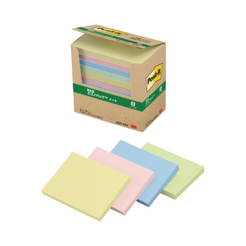 ポストイット 再生紙ノート75×127 混色12冊