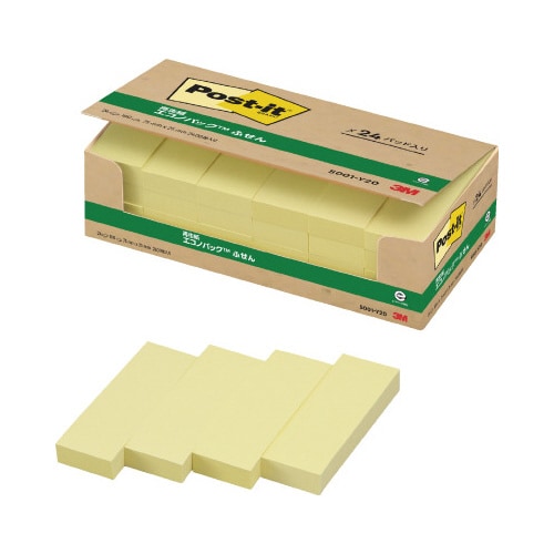 ポストイット 再生紙ふせん 75×25 黄24冊