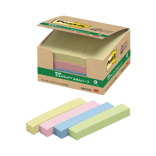 ポストイット 再生紙ふせん75×12.5混色24冊