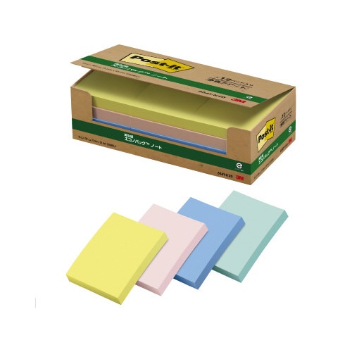 ポストイット 再生紙ノート 75×50 混色24冊