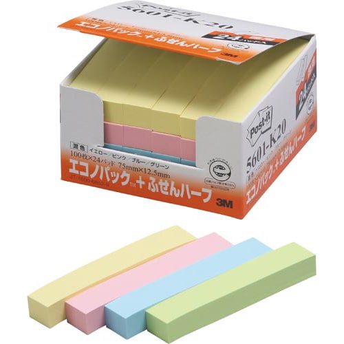 ポストイット 再生紙ふせん75×12.5混色48冊