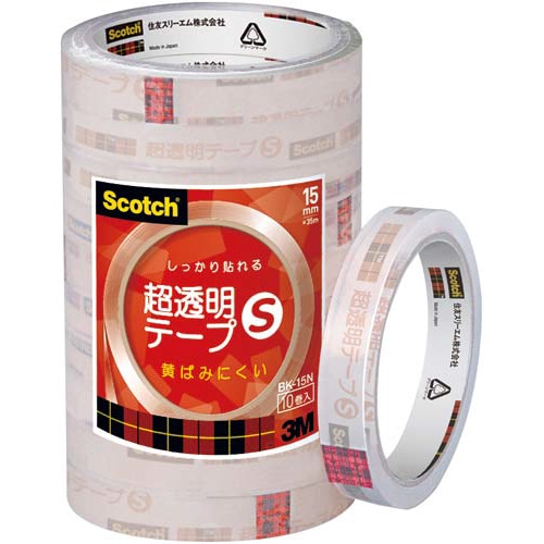 スコッチ 超透明テープS 15mm幅10巻×5