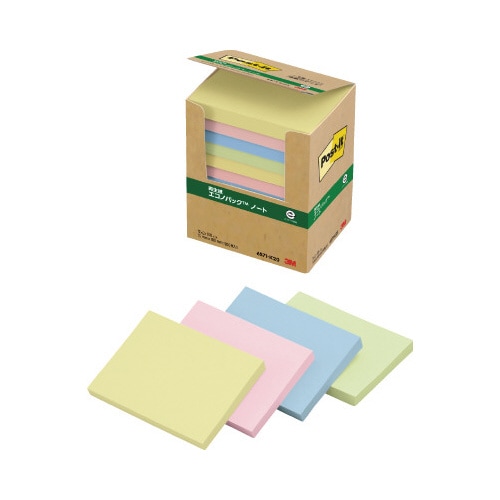 ポストイット 再生紙ノート75×100 混色24冊