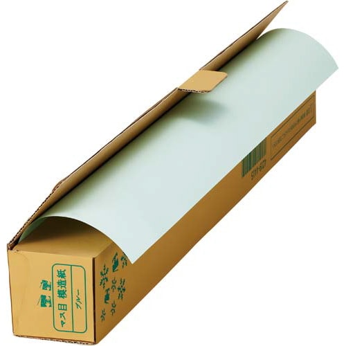 色マス目模造紙 30m巻ロール ブルー