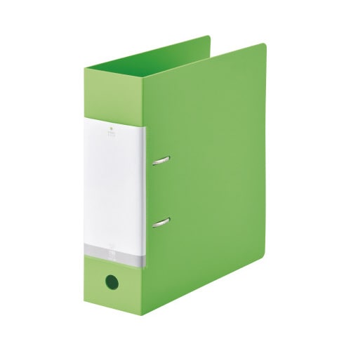 Dリング2穴ファイル 黄緑A4縦背幅88mm10冊