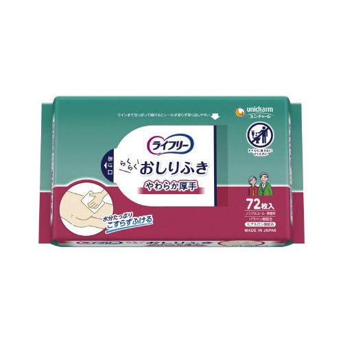 ライフリー破れにくいおしりふき 72枚×12