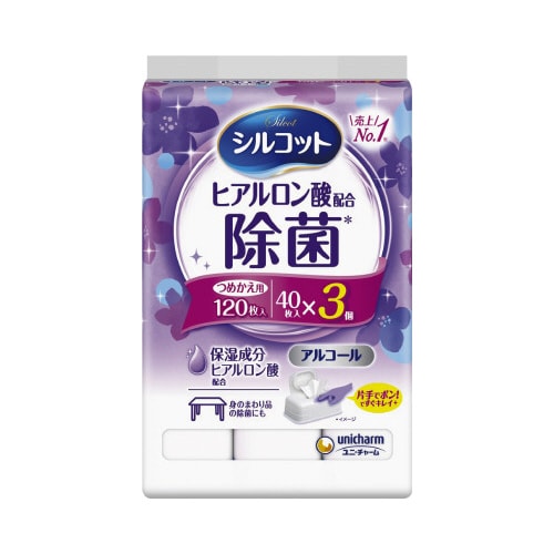 シルコット除菌ウエット アルコール詰替40枚×3