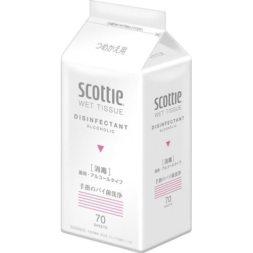 スコッティウエットティシュー 消毒 詰替70枚×4