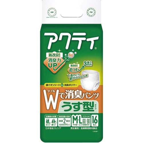 アクティWで消臭パンツうす型タイプM−L16枚×4