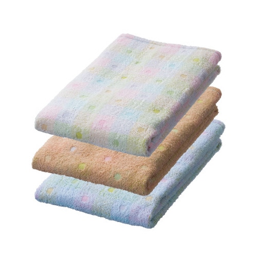 ドット柄フェイスタオル 3色アソート×5パック