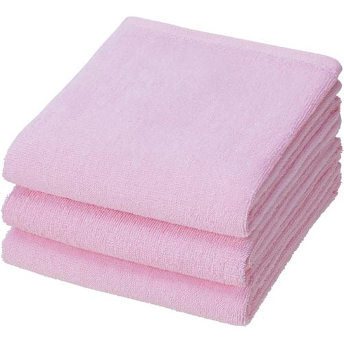 高耐久性フェイスタオル ピンク 3枚入×5