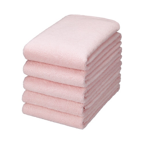 毛羽落ちしにくい無撚糸フェイスタオル ピンク×4
