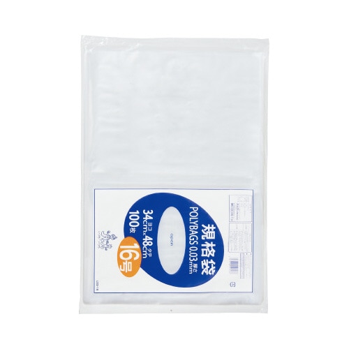 ポリバック規格袋 16号0.03mm100枚入×5