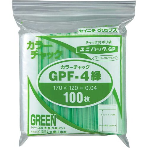ユニパックカラーチャック緑A6 100枚入×5