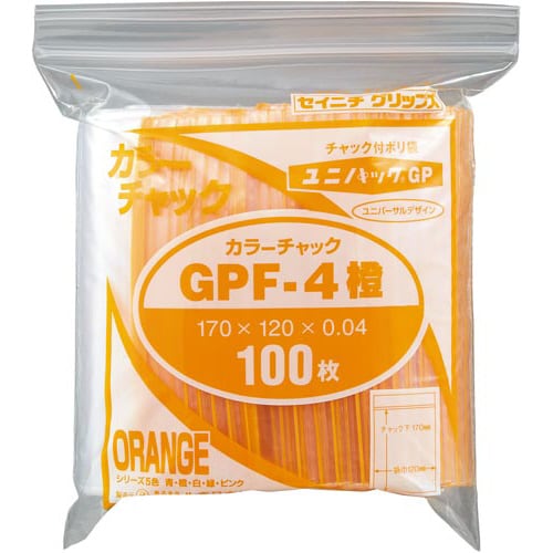 ユニパックカラーチャック橙A6 100枚入×5