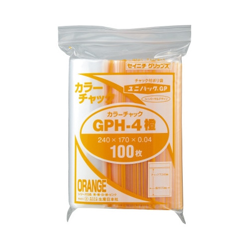 ユニパックカラーチャック橙A5 100枚入×5