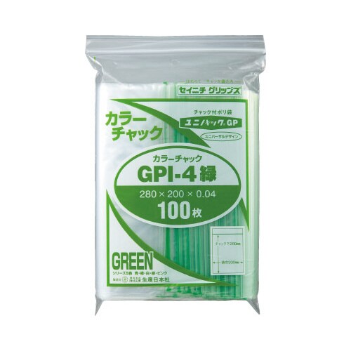 ユニパックカラーチャック緑B5 100枚入×5