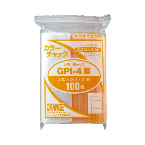 ユニパックカラーチャック橙B5 100枚入×5