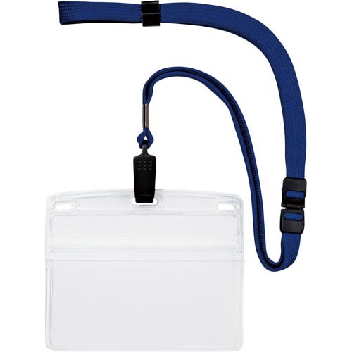 吊り下げ名札クリップ式ヨコ特大サイズ10個 青