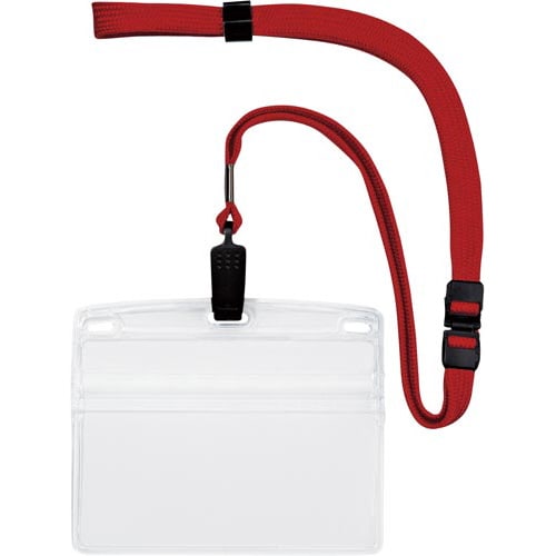 吊り下げ名札クリップ式ヨコ特大サイズ10個 赤