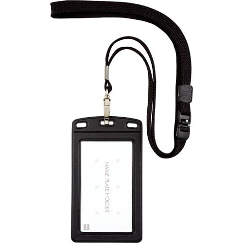 吊り下げ名札 レザー調 タテ名刺 黒