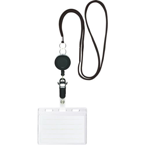 リール式吊下げ名札 チャックタイプ黒
