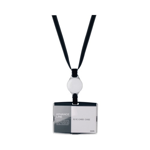 ハード吊下げ名札アドバンスライン(リール式) 黒