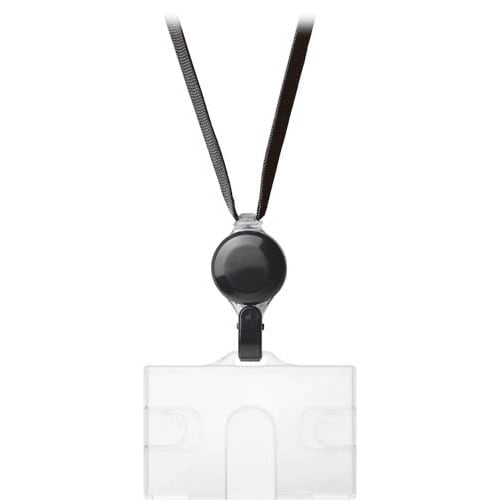 リール式吊下げ名札 ハードタイプ 黒 10個