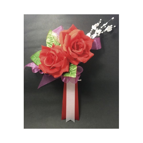 胸章コサージュ メモリー レッド×6