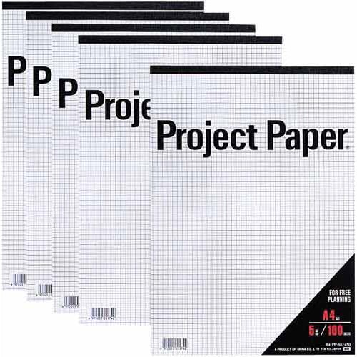 プロジェクトペーパーA4 5ミリ方眼罫100枚×5