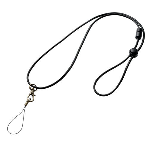 ネック ストラップ 落下防止 細タイプ ブラック