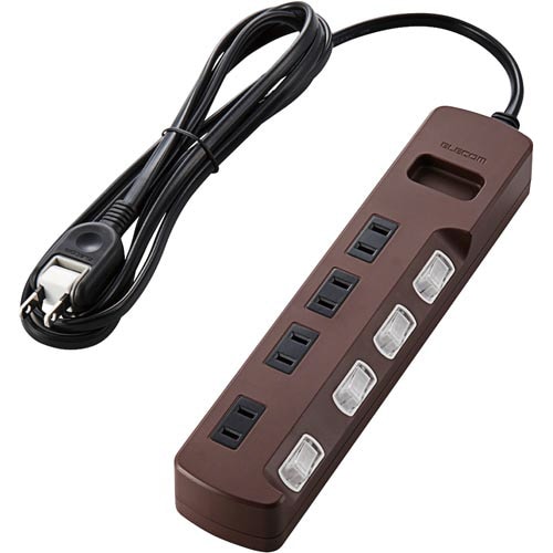 OAタップ 雷ガード 4個口 2m ブラウン