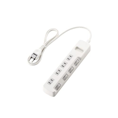 省エネタップ 個別スイッチ 4個口 1m ホワイト