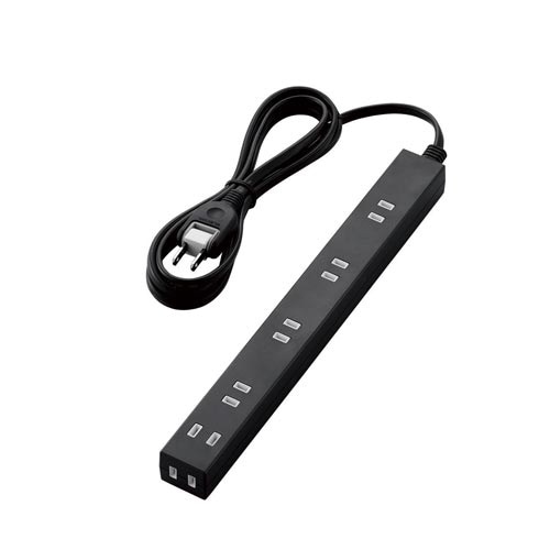 広々タップ 雷ガード 6個口 2.0m ブラック