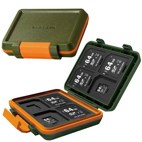 耐衝撃メモリカードケースSDMSD各8枚/カーキ