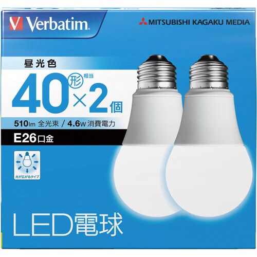 LED一般形電球 広配光 40W形 昼光色 2個入
