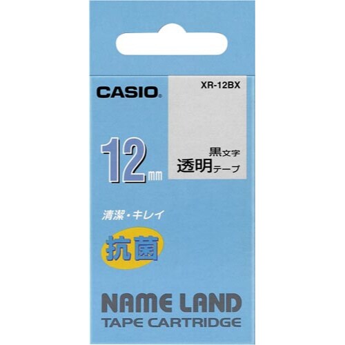 ネームランド 抗菌透明テープ 12mm 黒文字