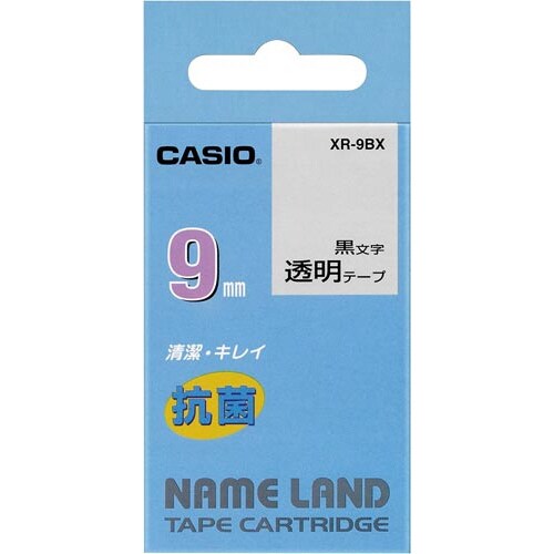 ネームランド 抗菌透明テープ 9mm 黒文字